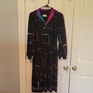 Vintage Black Dress with Purple and Blue Accents